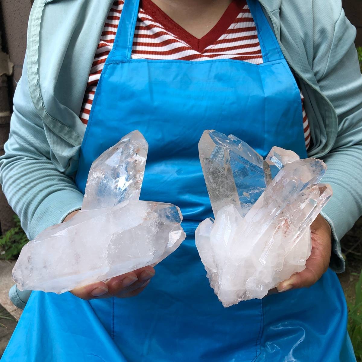 2pcs 5.14 LB Natural Clear Quartz Cluster Crystal Mineral Heals Specimen 6645