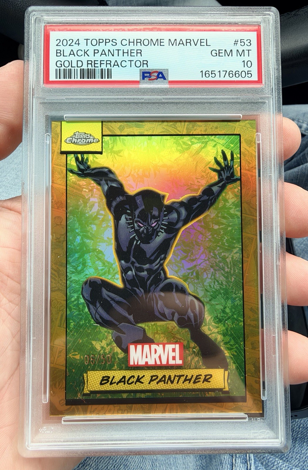 2024 Topps Chrome Marvel #53 Black Panther Gold /50 PSA 10