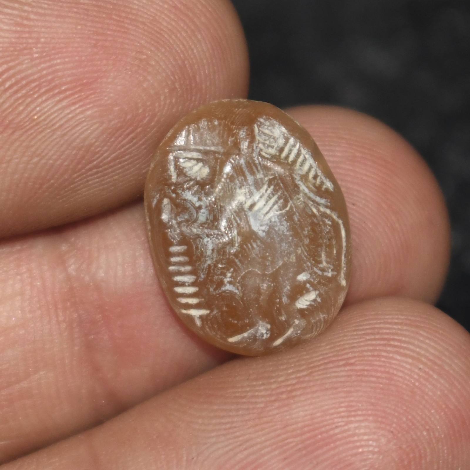 Ancient Roman Agate Stone Intaglio Seal Depicting Winged Figurine 3rd Century AD