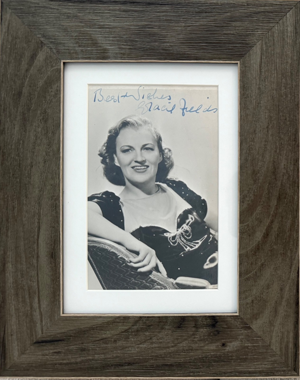 Gracie Fields, Famous British Actress, Framed 17x12cm Hand Signed Photo With COA