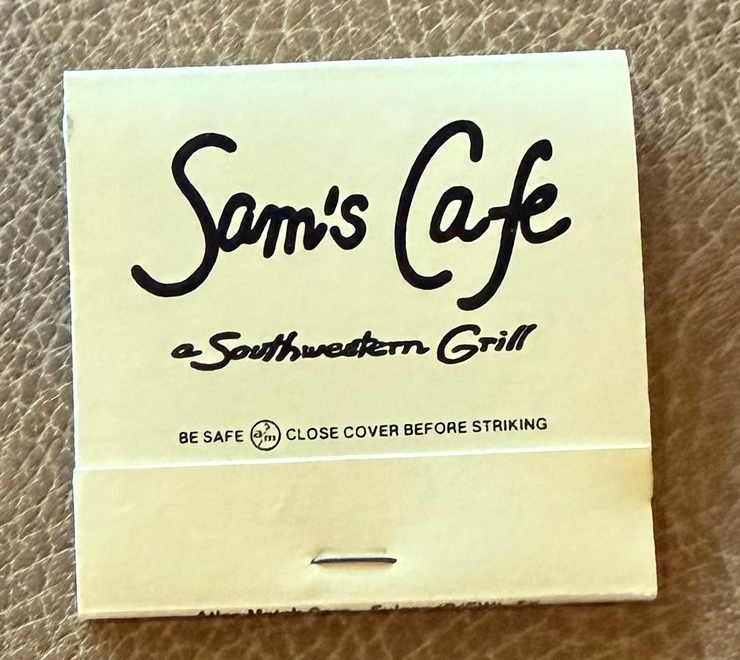 Vintage c1994 Sam’s Cafe Matchbook 100 Crescent Court Dallas TX Southwestern Gri