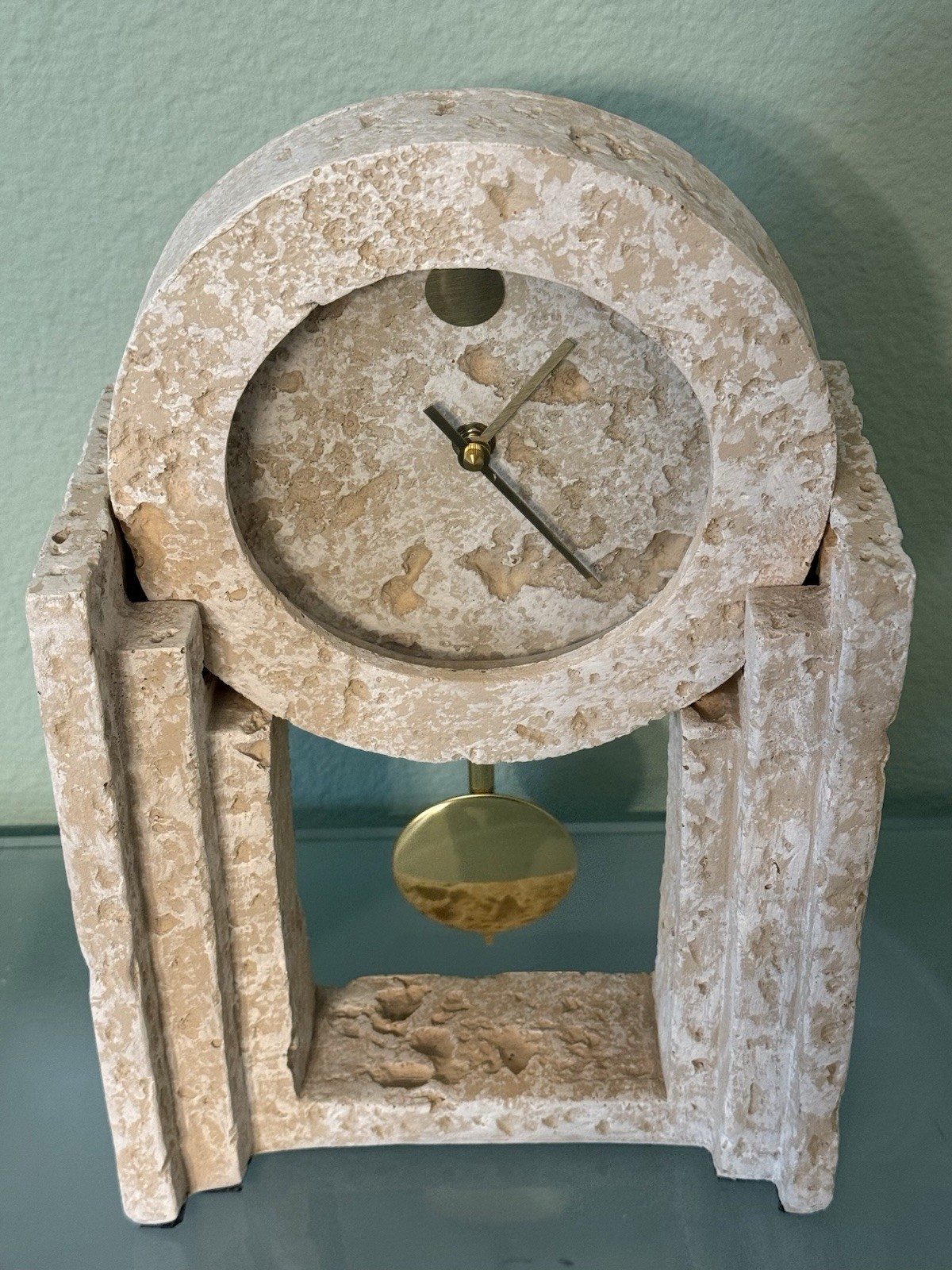 Vintage 1980s Empire Art Products Postmodern Mantel Clock Pendulum Miami USA