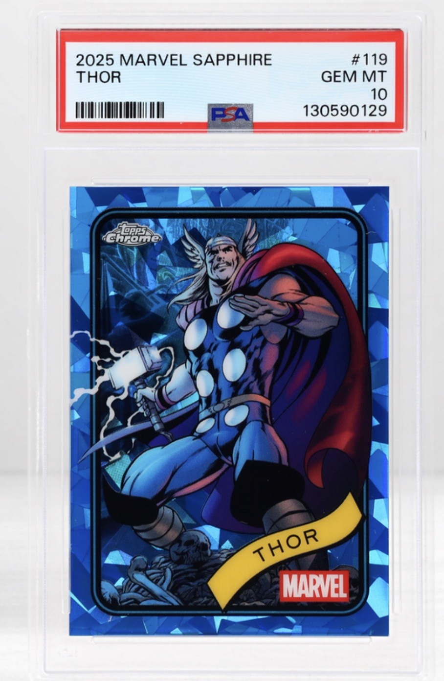2025 Topps Chrome Marvel Sapphire Edition Thor PSA 10