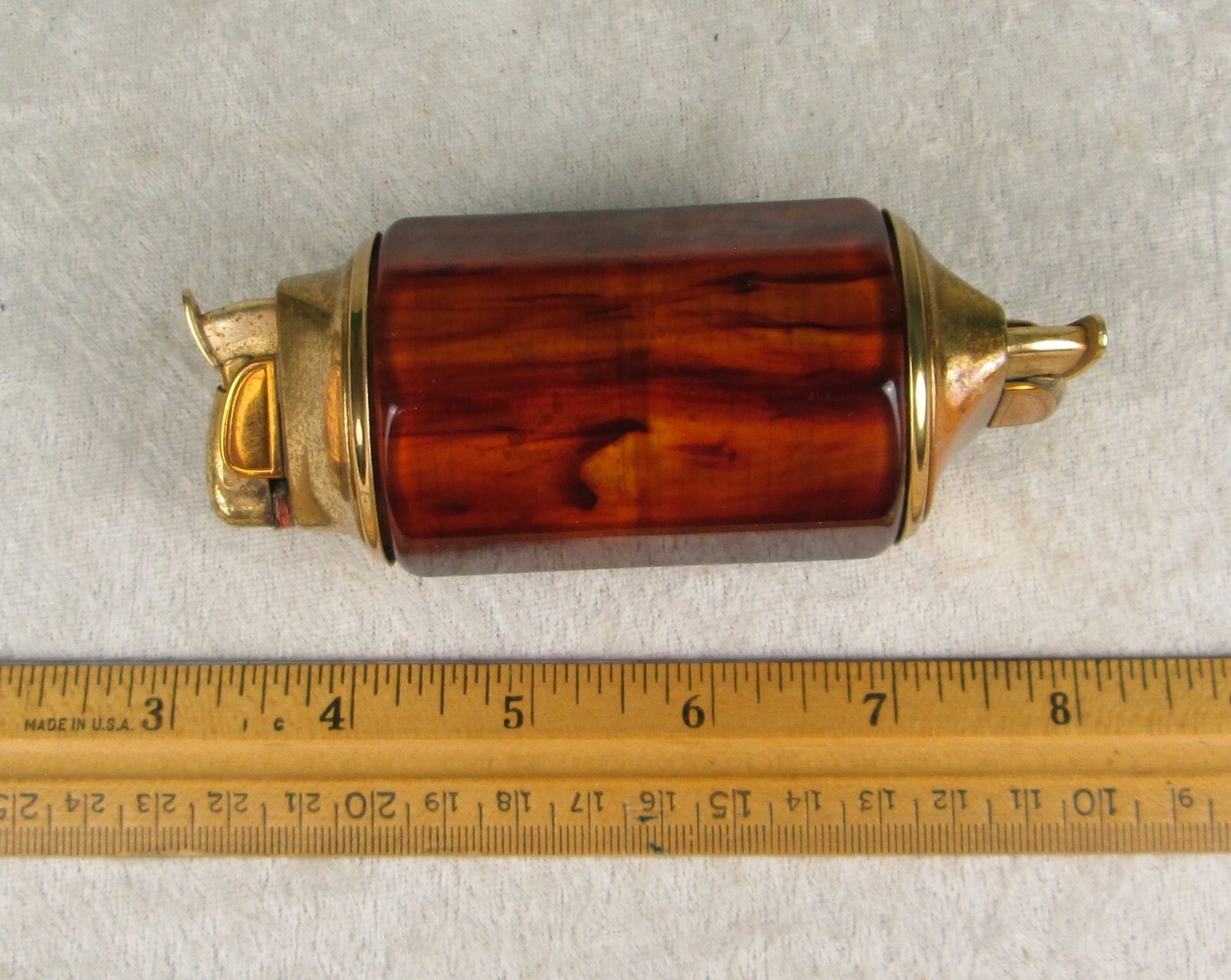 Art Deco Amber Swirl Bakelite Catalin Table Lighter Double Ended Cigarette