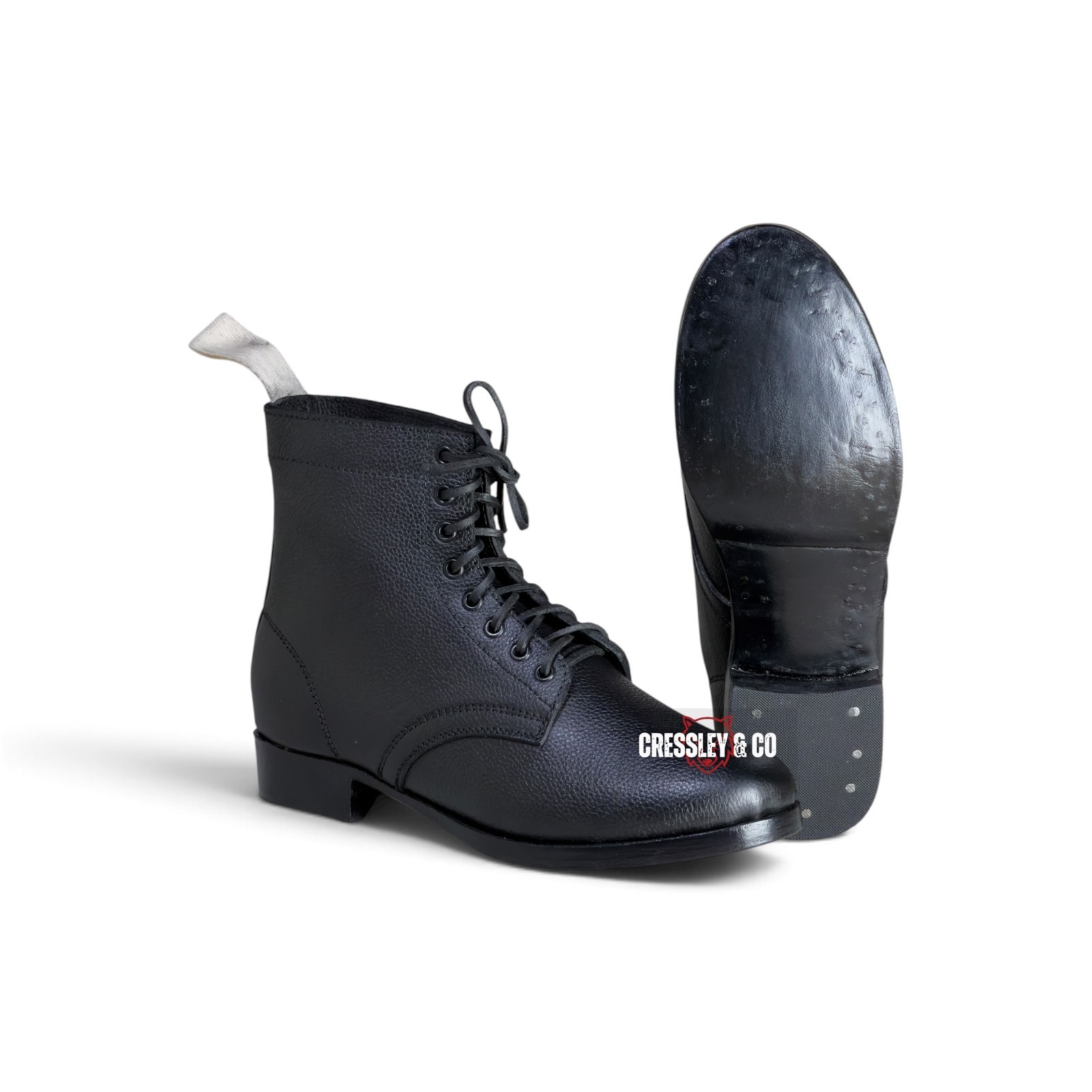 WW2 Soviet Red Army Black Leather Boots – Wooden Peg Leather Sole, Made to Size