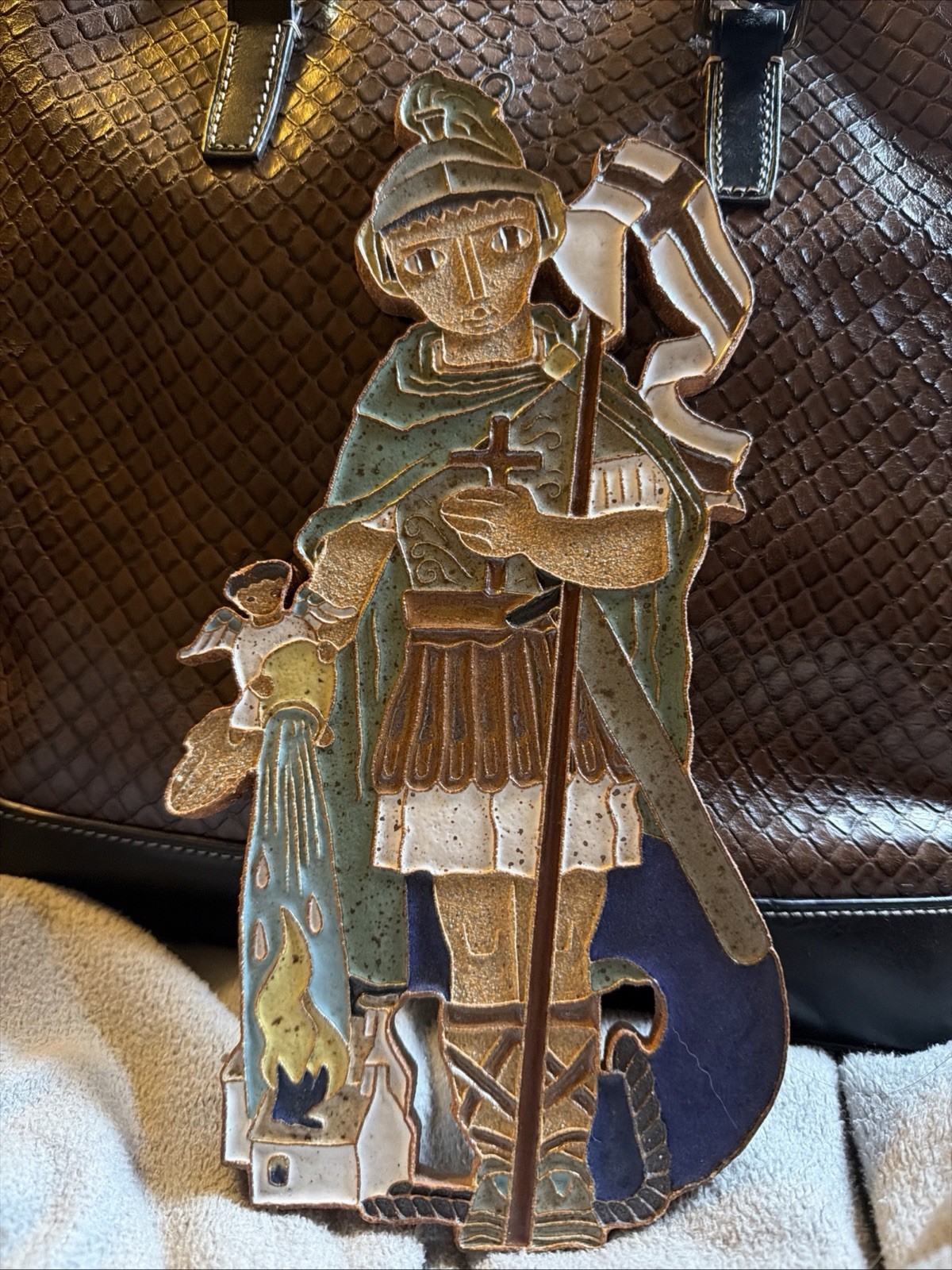 St. Andrew’s Abbey Ceramic Wall Plaque Saint Florian Fr. Maur van Doorslaer 