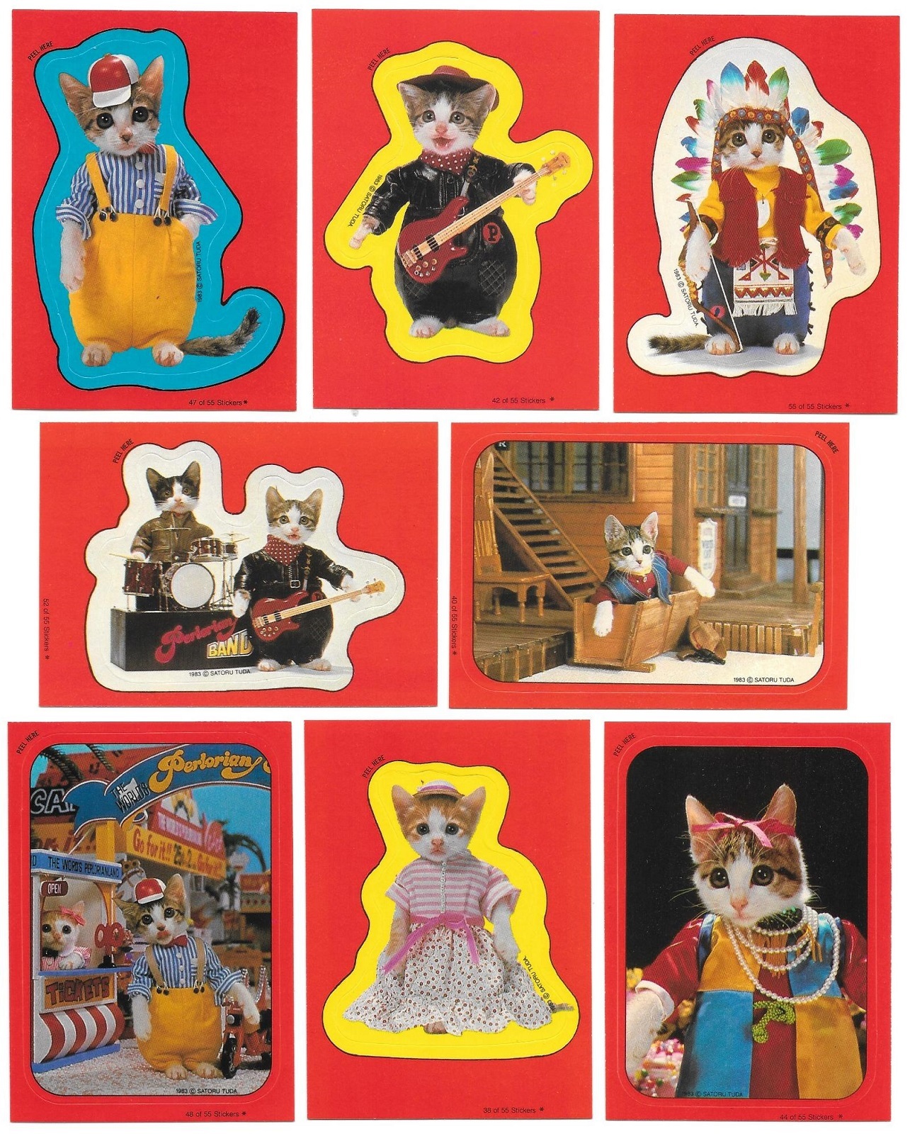 1983 Topps Perlorian Cats Stickers $.99 EACH (2 Sticker Minimum) You Pick