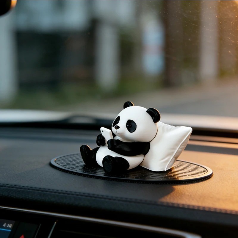Panda Sculpture Figure Animal Model Desk Office Car Decoration Collectible Ornam