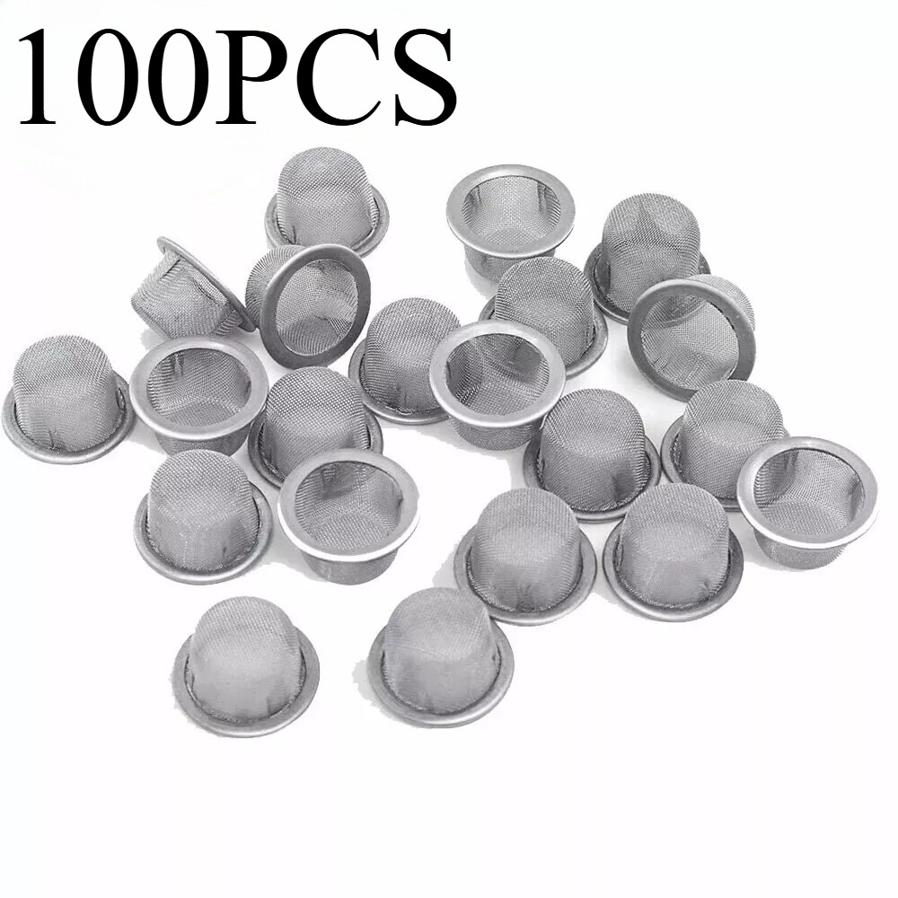 100Pcs Crystal Tobacco Smoking Pipe Metal Filter Screen Steel Mesh Concave Bowl