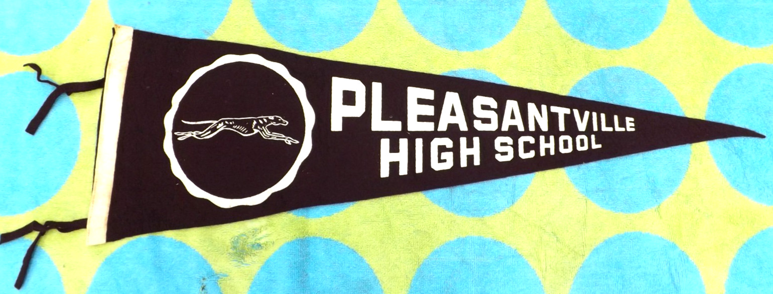 VINTAGE 1950s 60s PLEASANTVILLE NJ HIGH SCHOOL PENNANT BANNER 25.5\