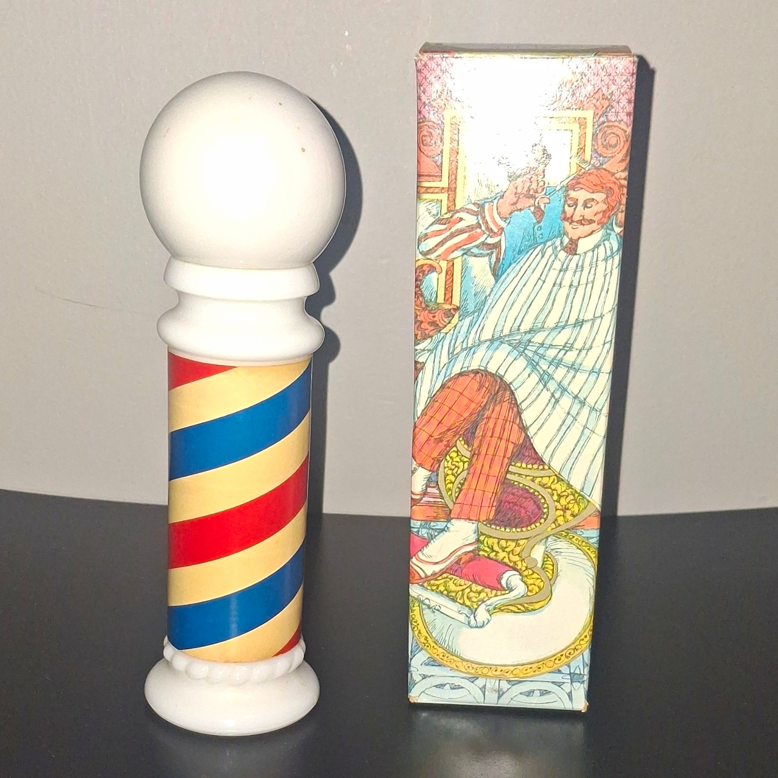 Vintage 1970s Avon Wild Country Barber Pole After Shave Bottle (Empty) w/ Box