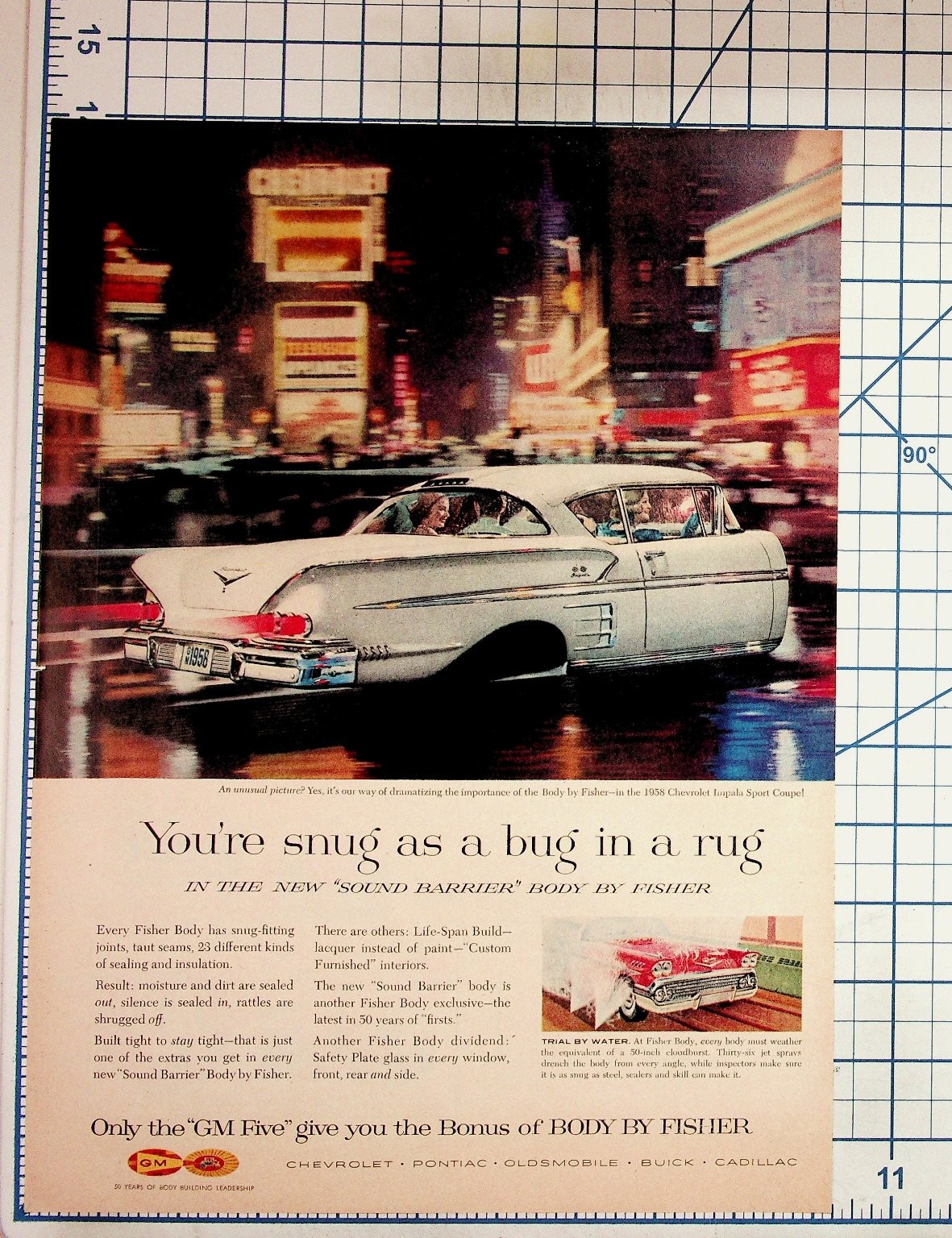 1958 Chevrolet Impala Body by Fisher Original Magazine Ad GM Cars
