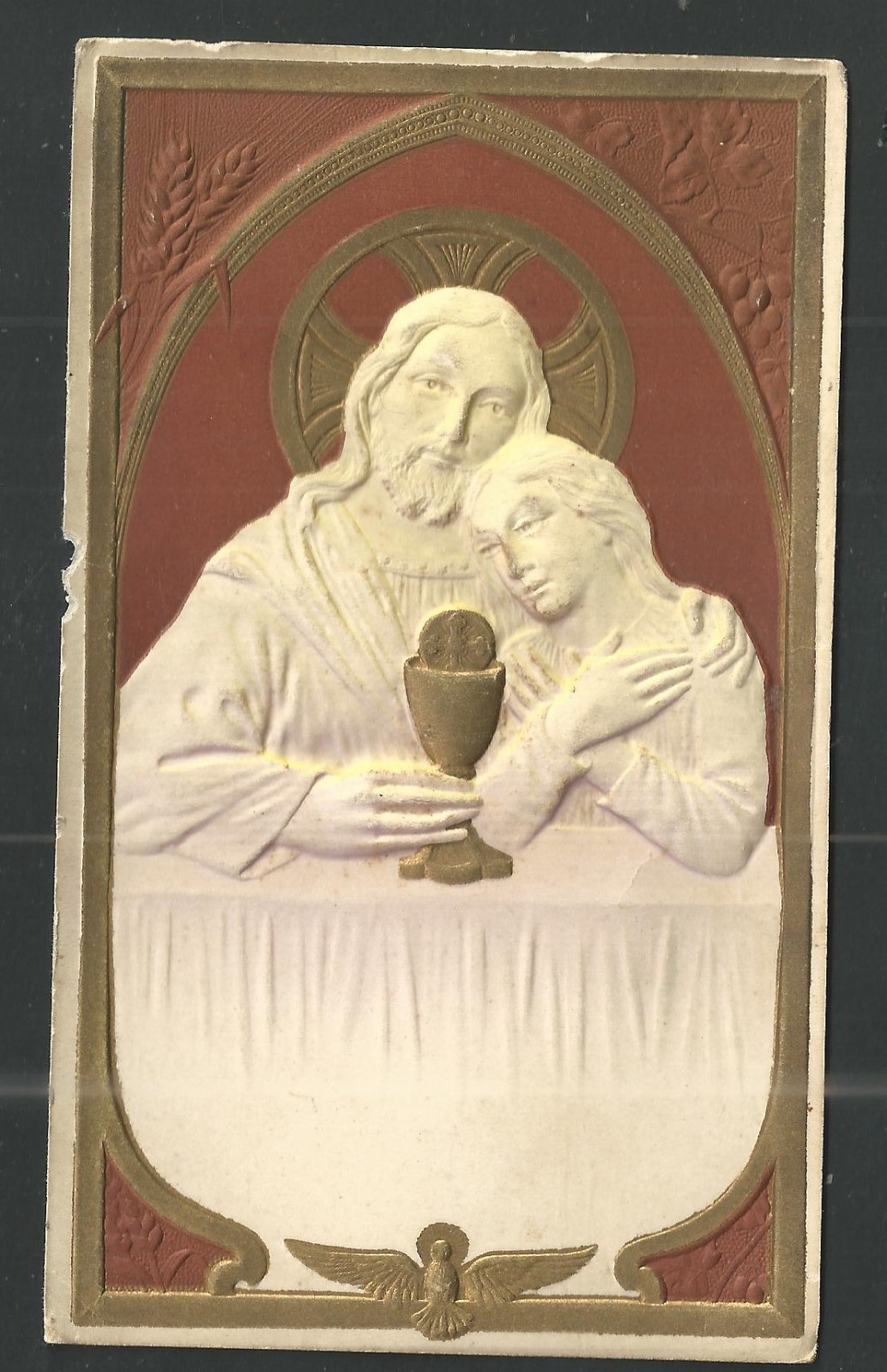 Holy card antique de Jesus y San Juan E, santino andachtsbild image pieuse