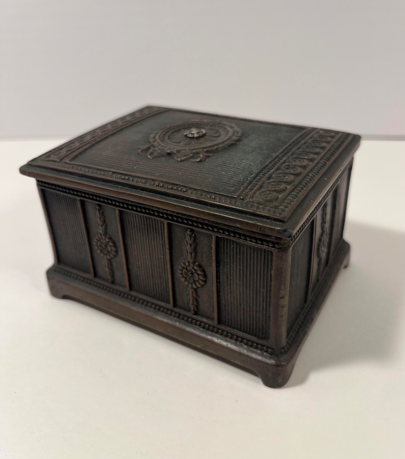 Antique 19th Century Jennings Brothers JB 1880 Ornate Metal Trinket Box