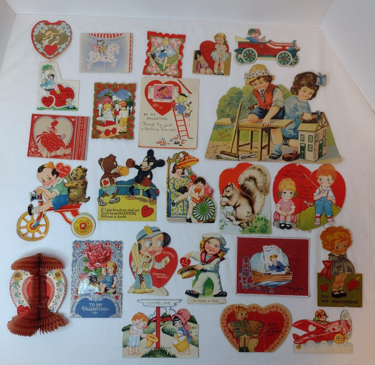 Antique Vintage Valentine Cards  1920-30s Signed Some Mechanical Lot of 25 