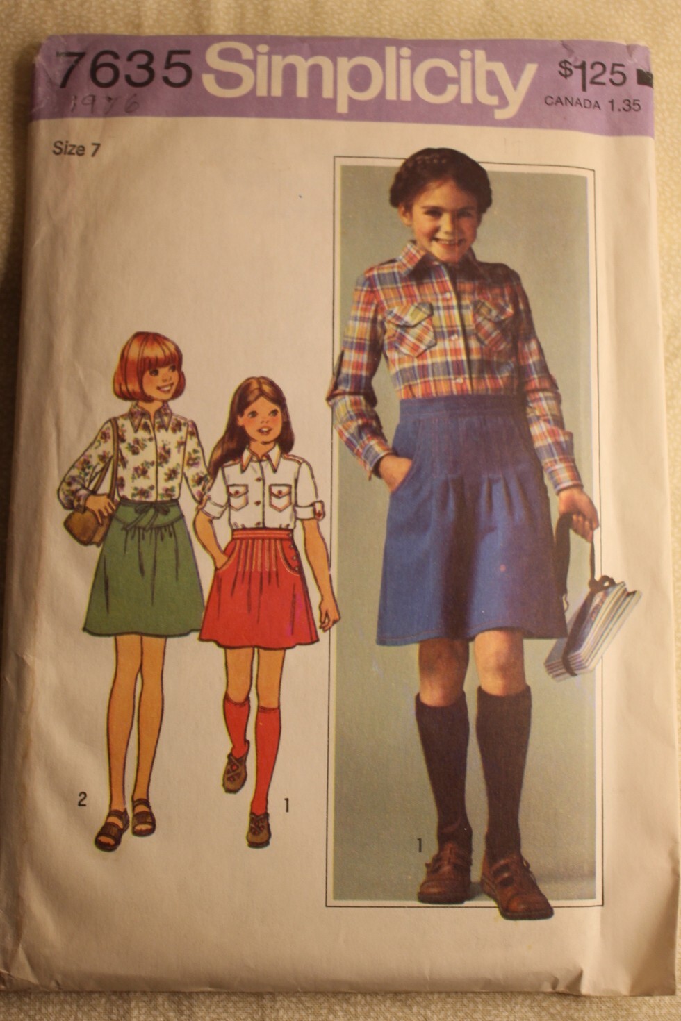 SIMPLICITY PATTERN 7635 Girls Shirts & Pleated Skirts Lovely VTG 76 size 7 uncut SIMPLICITY PATTERN 7635 Girls Shirts & Pleated Skirts Lovely VTG 76 size 7 uncut