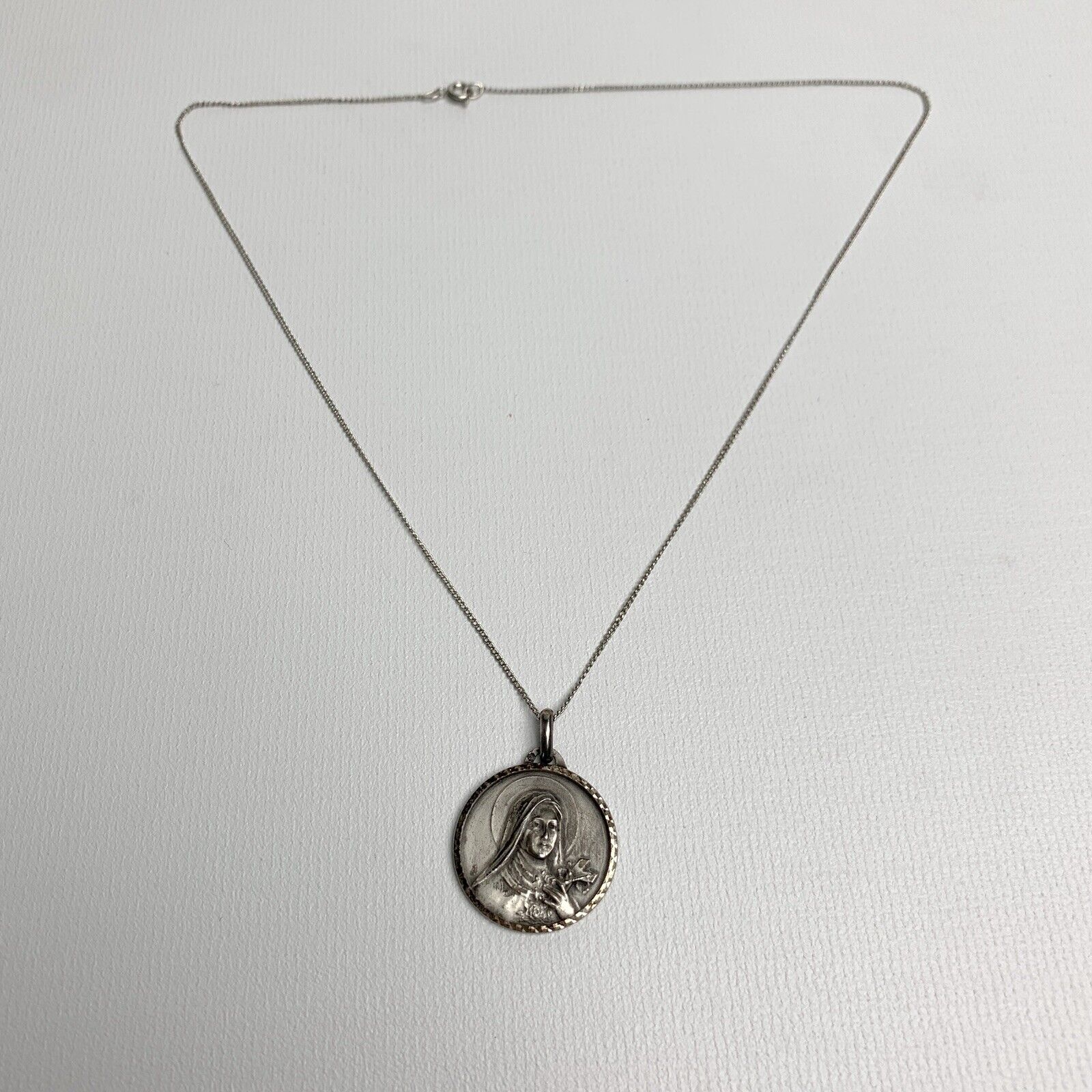 Women’s St Teresa Medal. Sterling Silver  with sterling chain