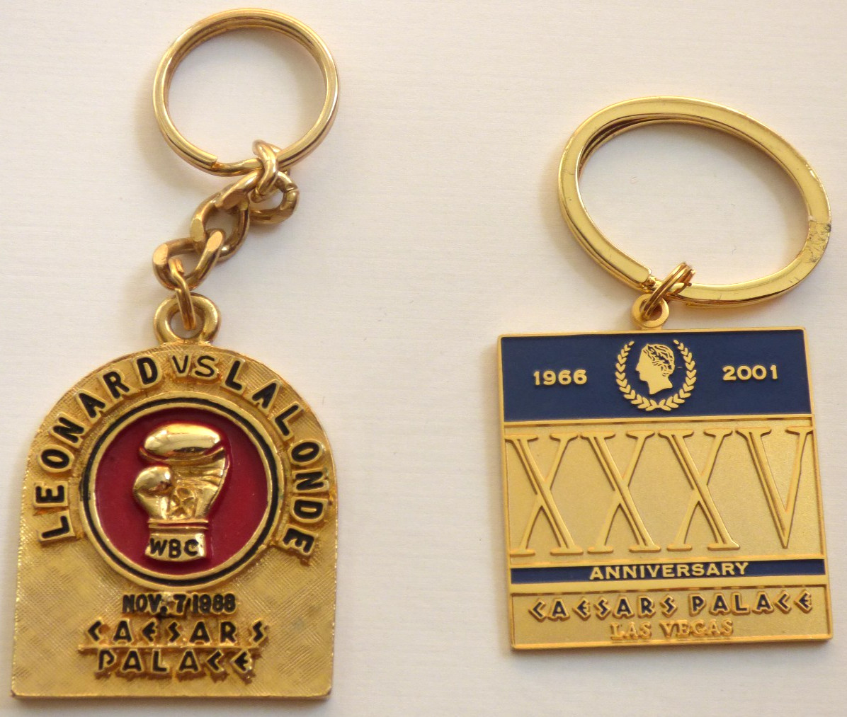 Caesars Palace Las Vegas Vintage Keychains - LOT of 2 Boxing & 35th Anniversary