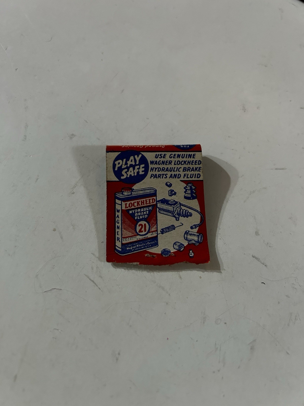 Vintage Wagner Lockheed Hydraulic Brake Fluid Matchbook Auto Parts Advertising