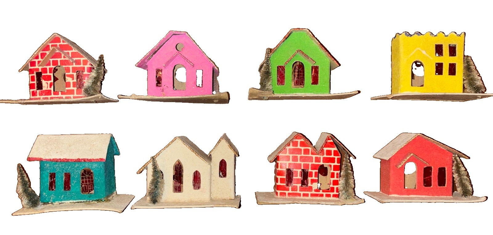 Vintage Christmas Village Paper Cardboard Putz House Japan Multi Style 1930\'s