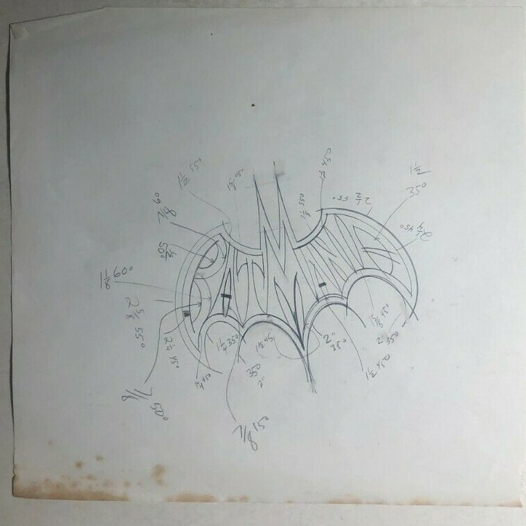 BATMANIA logo pencilled re-design original by comic fanzine artist Jim Jones