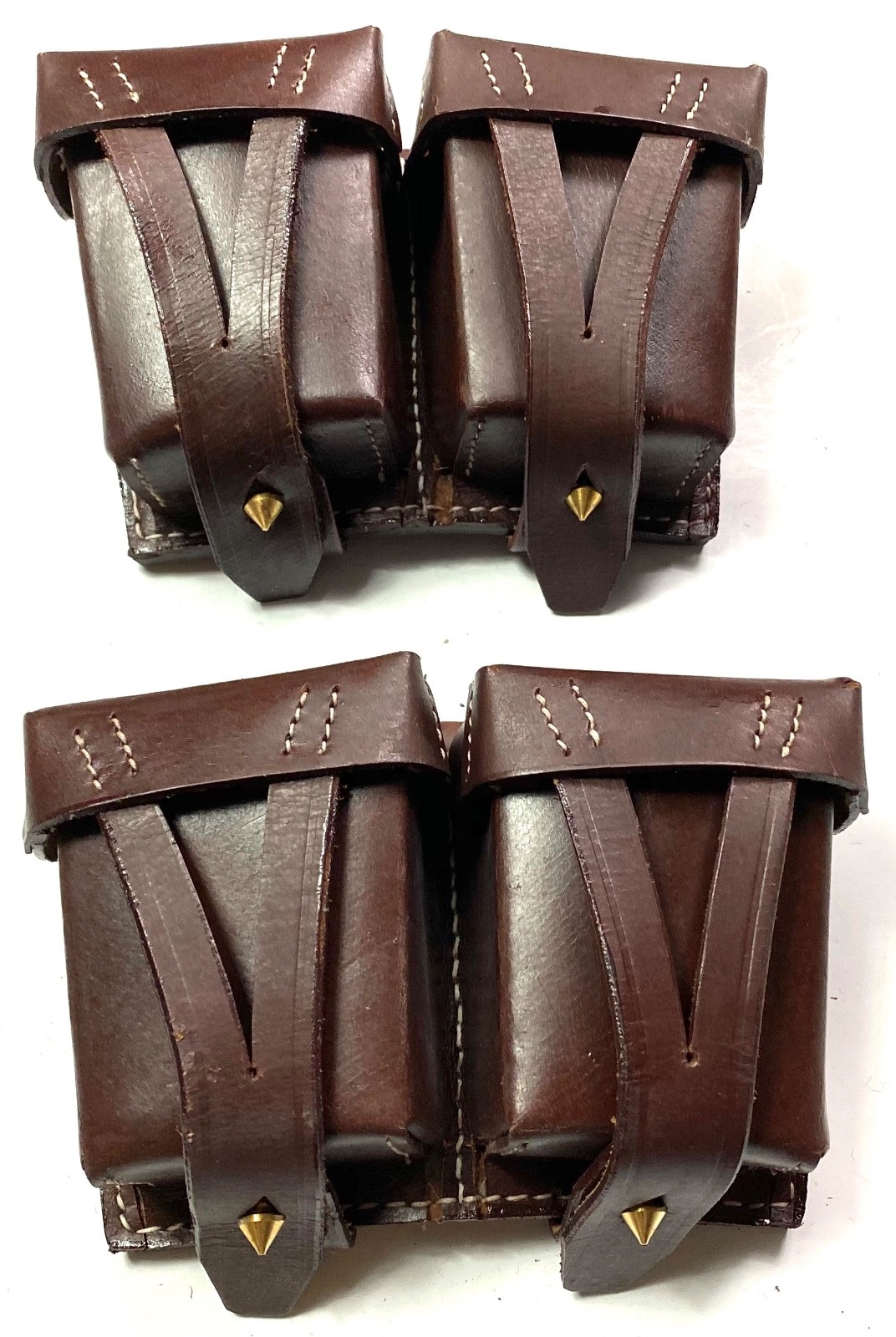 WWII SOVIET RUSSIA M1937 M37 M1891/37 NAGANT RIFLE AMMO POUCHES,PAIR-DARK BROWN