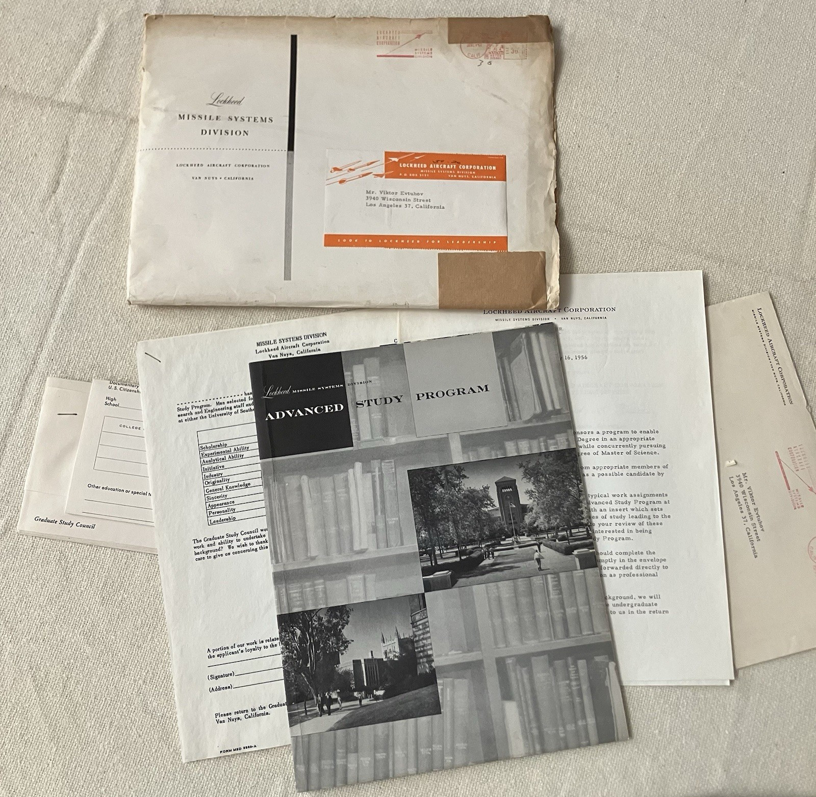 VTG Lockheed Aviation Employment Packet 1956 Cold War Aerospace advanced study VTG Lockheed Aviation Employment Packet 1956 Cold War Aerospace advanced study