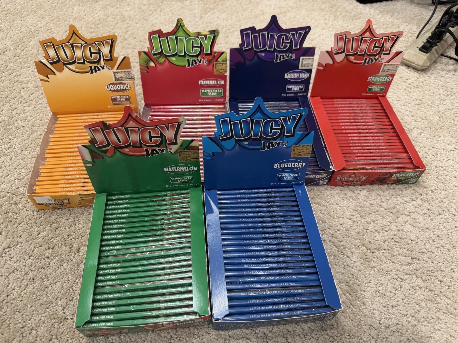 6x Juicy Jay's Rolling Papers Flavored KING SIZE Variety Bundle #1 FREE SHPN