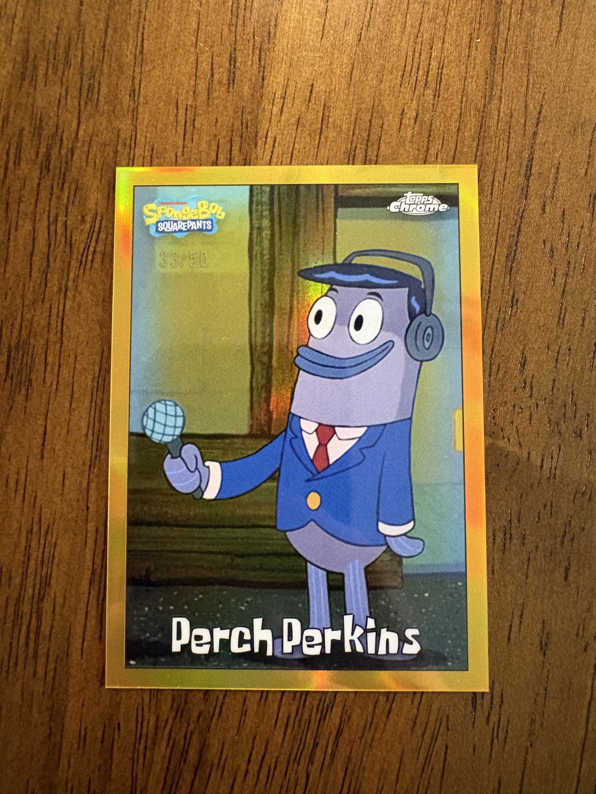 2025 Topps Chrome Spongebob Perch Perkins Gold Refractor /50 #186 2025 Topps Chrome Spongebob Perch Perkins Gold Refractor /50 #186