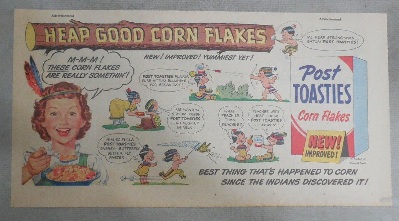 Post Cereal Ad: Post Toasties Corn Flakes from 1950\'s Size: 7.5 x 15 inches