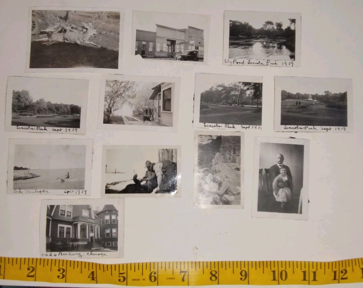 1919 B&W Snapshot Photo Lot (22) Chicago Lincoln Park Mixed Finish Ephemera 