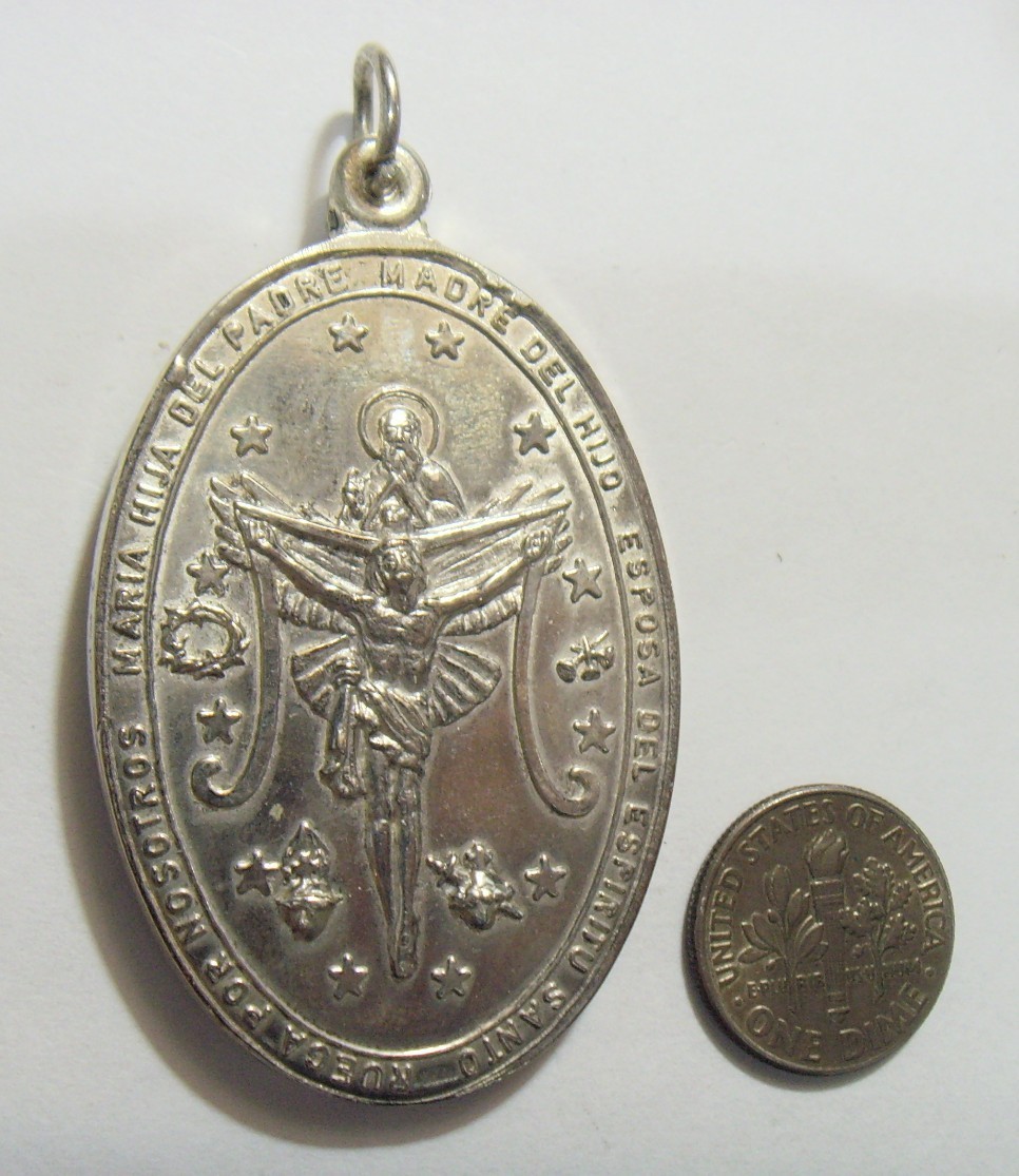 vintage 28 grams religious catholic Saint Mary Jesus 55 mm medal pendant 54961