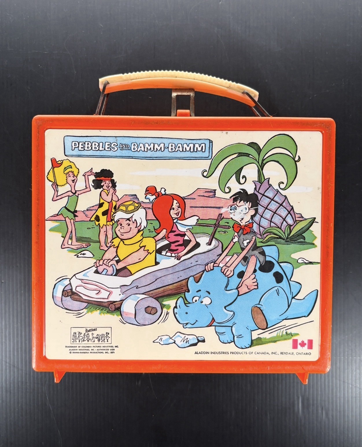 Vintage 1971 Pebbles & Bamm-Bamm Flintstones Aladdin Canada Plastic Lunch Box