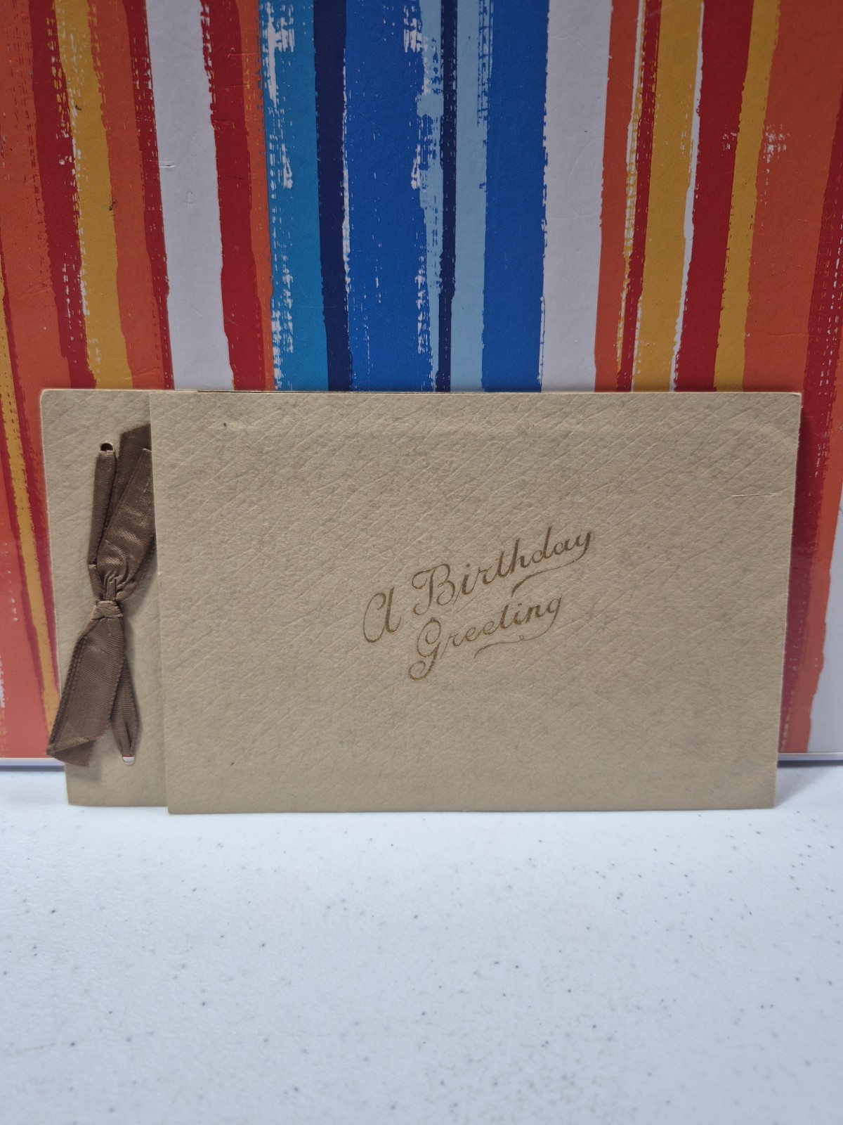 Vintage 1911 Birthday Greetings Card With Ribbon Very Good Condition