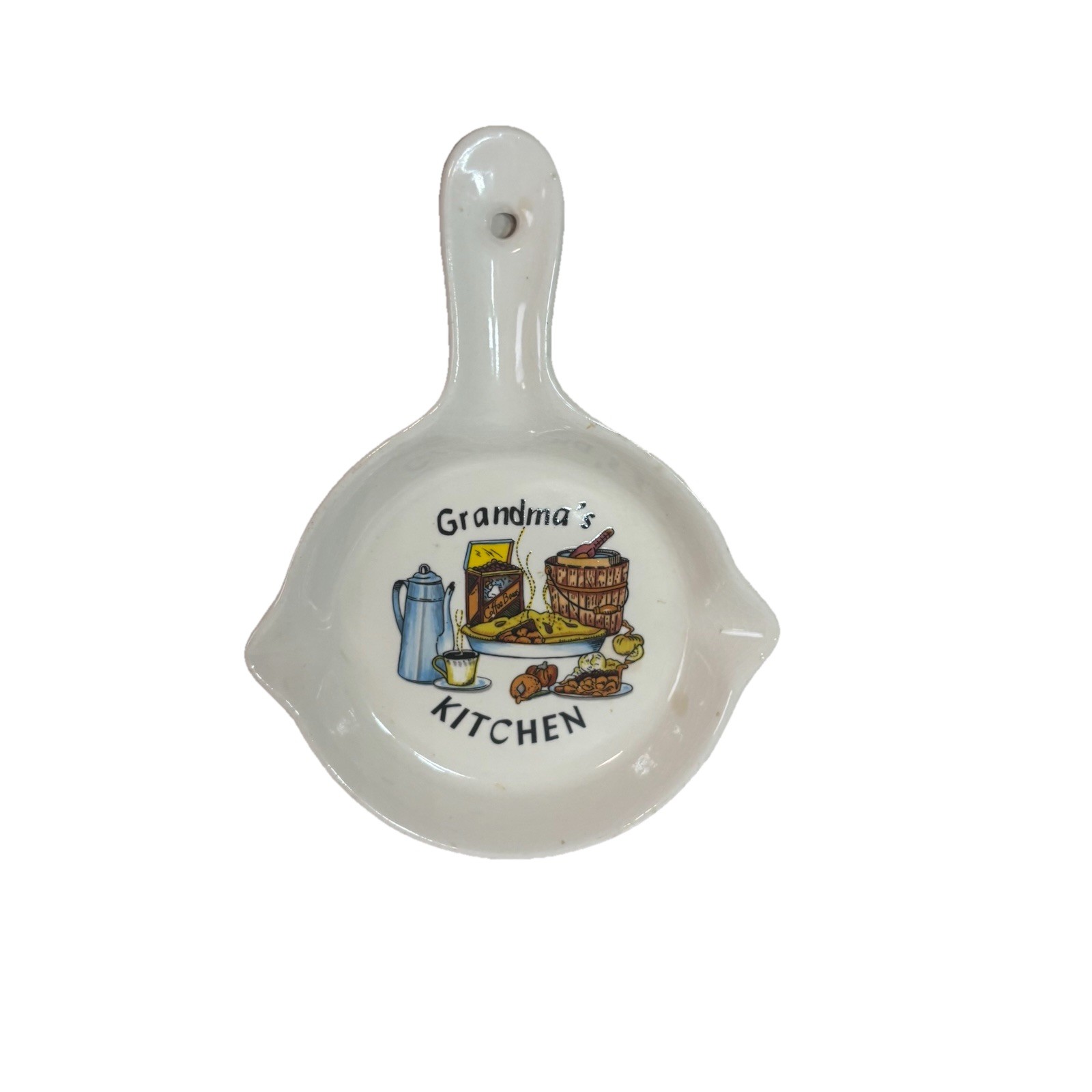 Vintage Grandma’s Kitchen Ceramic Spoon Rest Trivet Wall Hanging Japan