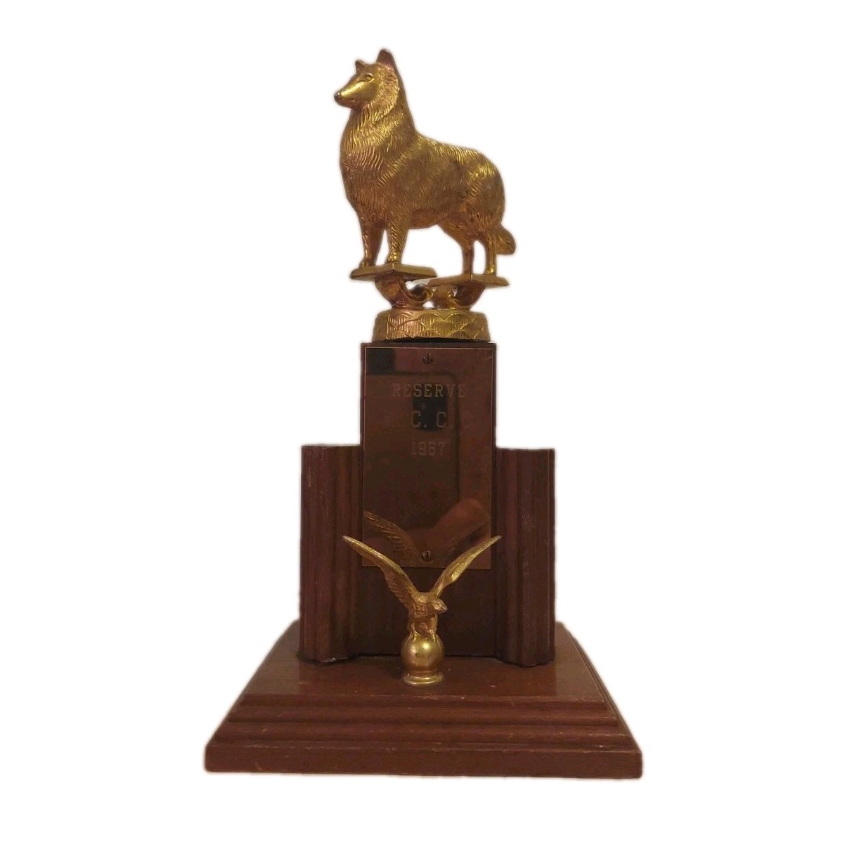 Rare 1957 Dodge Inc Dog Show Trophy Reserve Award Collie Sheltie Wood Metal