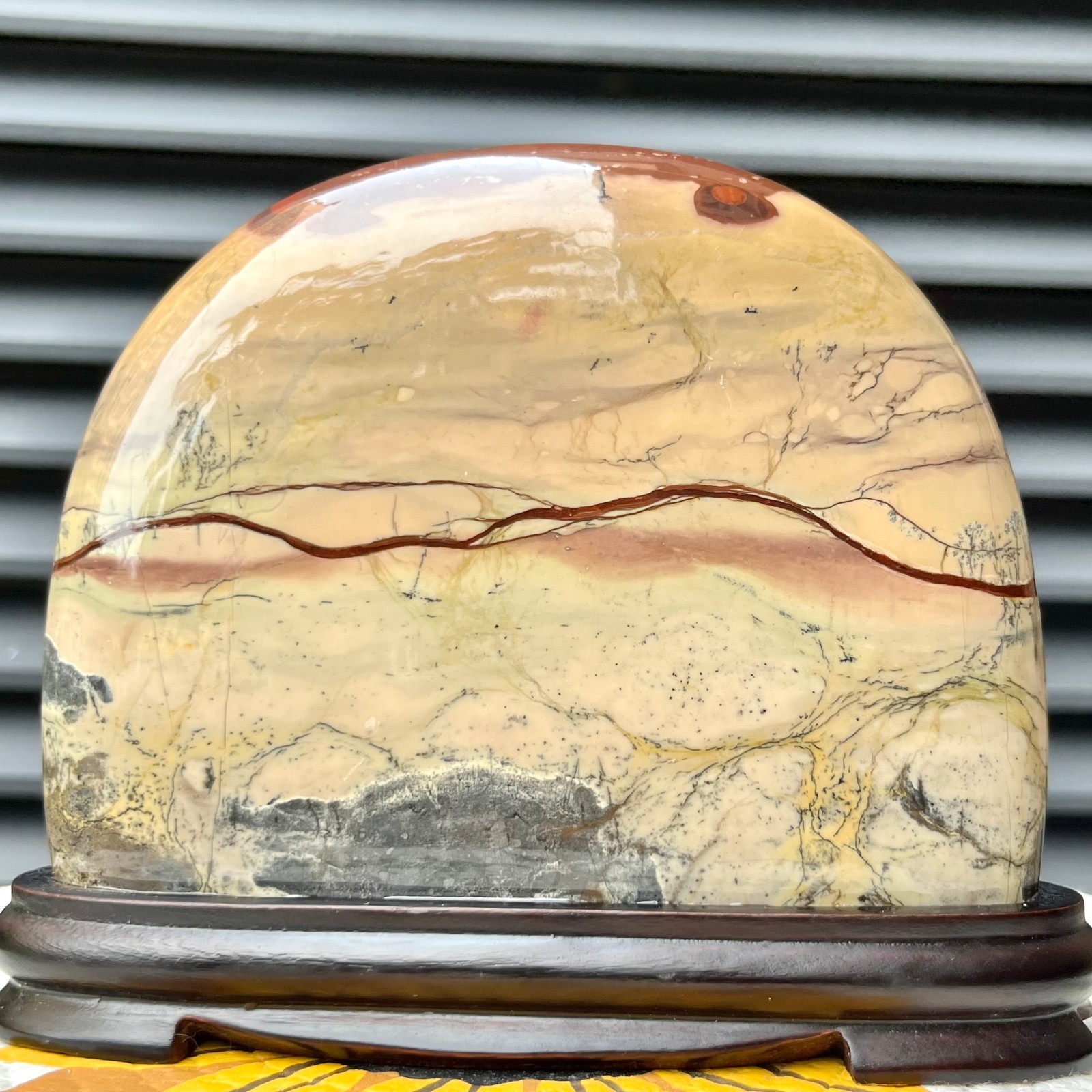 3 lb  Natural Picture Stone Polished Arc Landscape Art Decor Christmas Gift