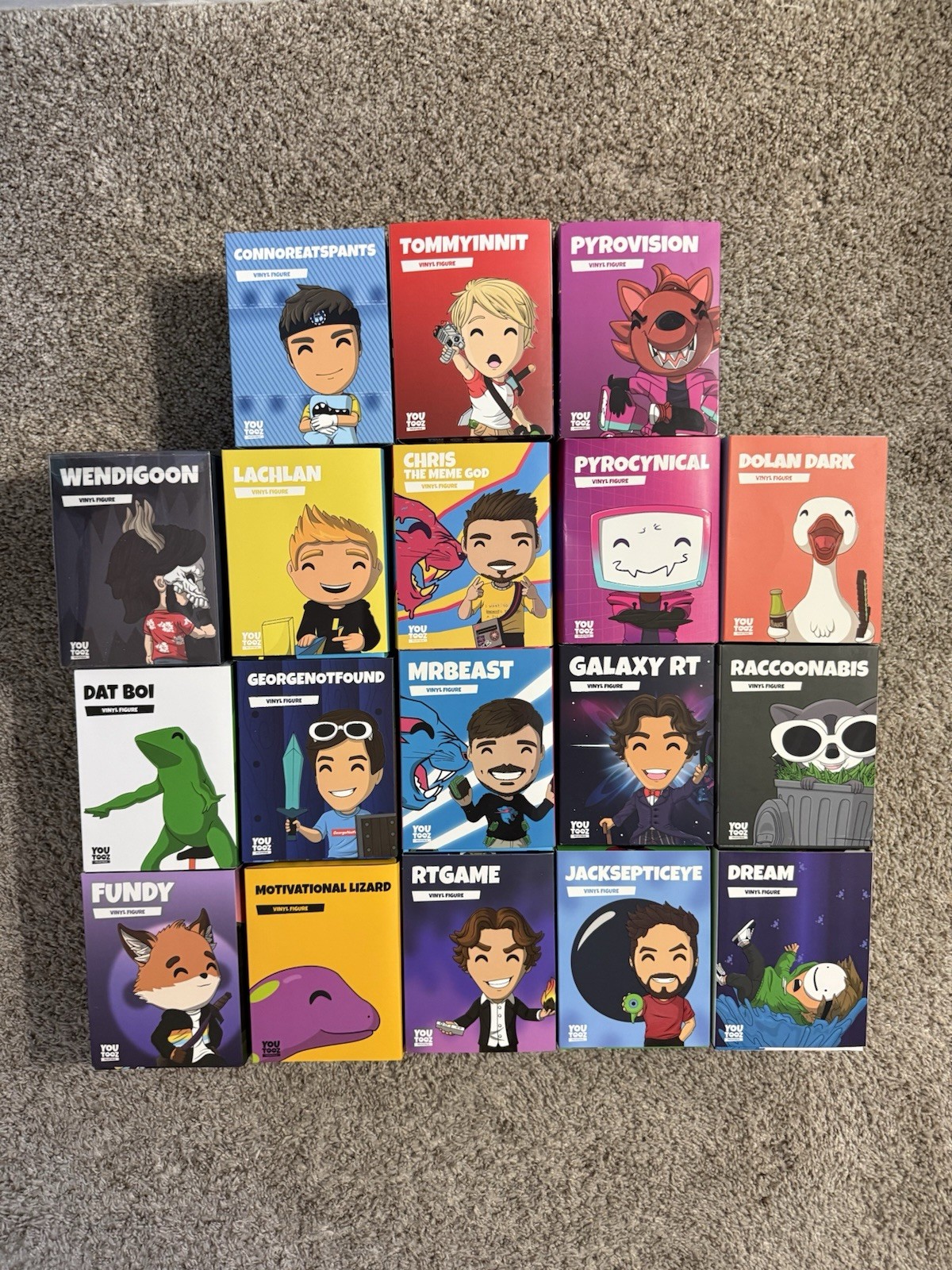 Youtooz Vinyl 18 Figure Lot Jacksepticeye, Rtgame, MrBeast, Lachlan, Pyrocynical