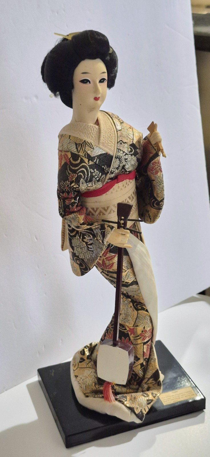 Vintage Japanese Doll Kimono Geisha Maiko Shamisen  Japanese Instrument 15\