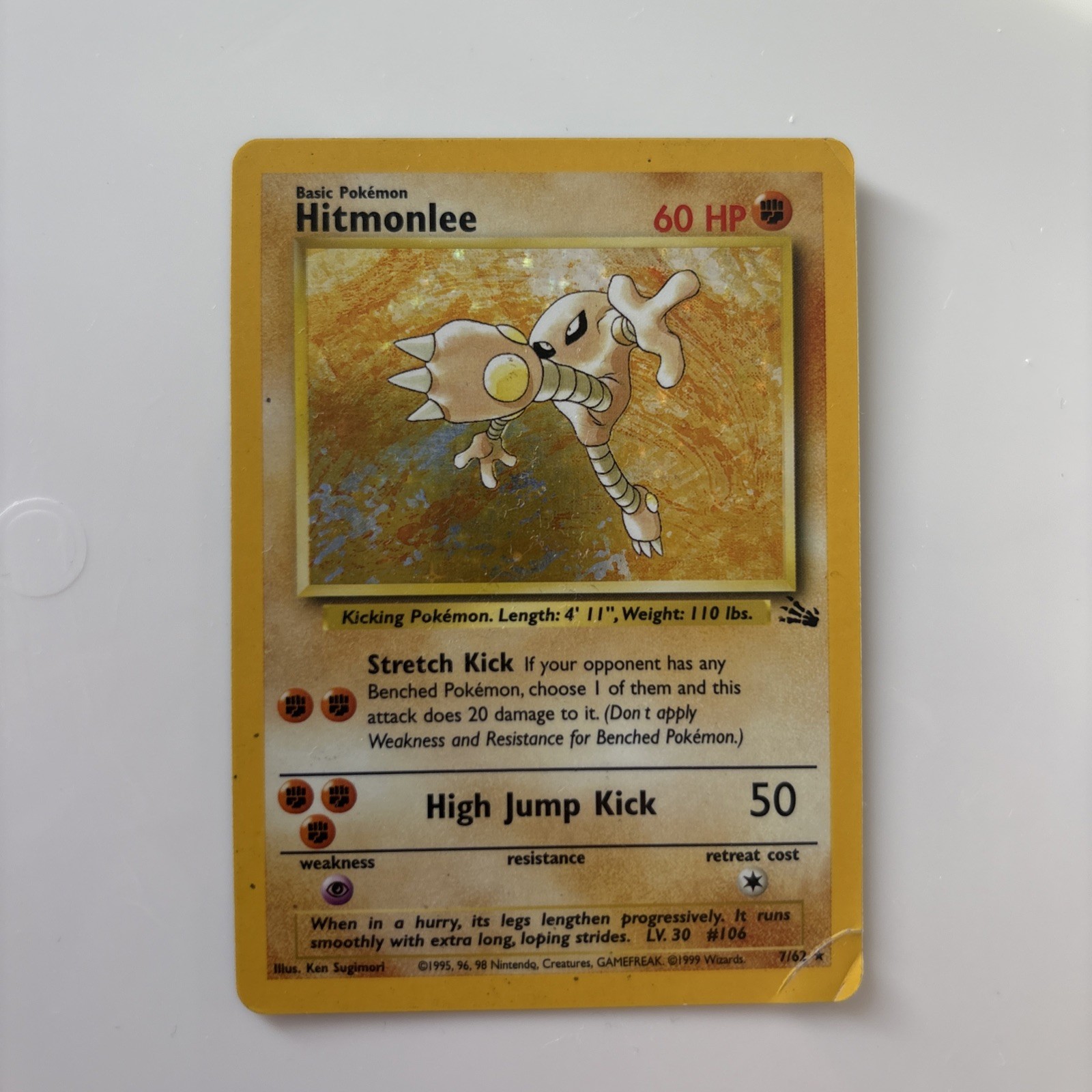 Wizards of the Coast Hitmonlee Fossil 22/62 Rare English Unlimited 1999 HP 60 Wizards of the Coast Hitmonlee Fossil 22/62 Rare English Unlimited 1999 HP 60