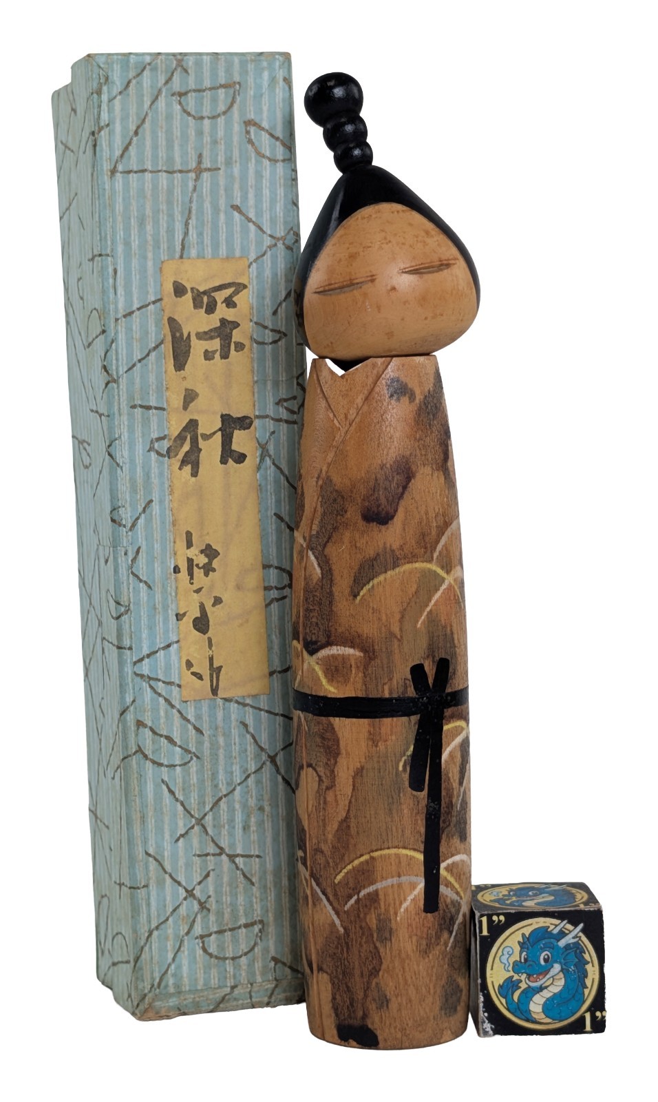 Creative Kokeshi Doll w/ Unique Hair & Box by Katase Kaihei from Japan 19cm 7.5\