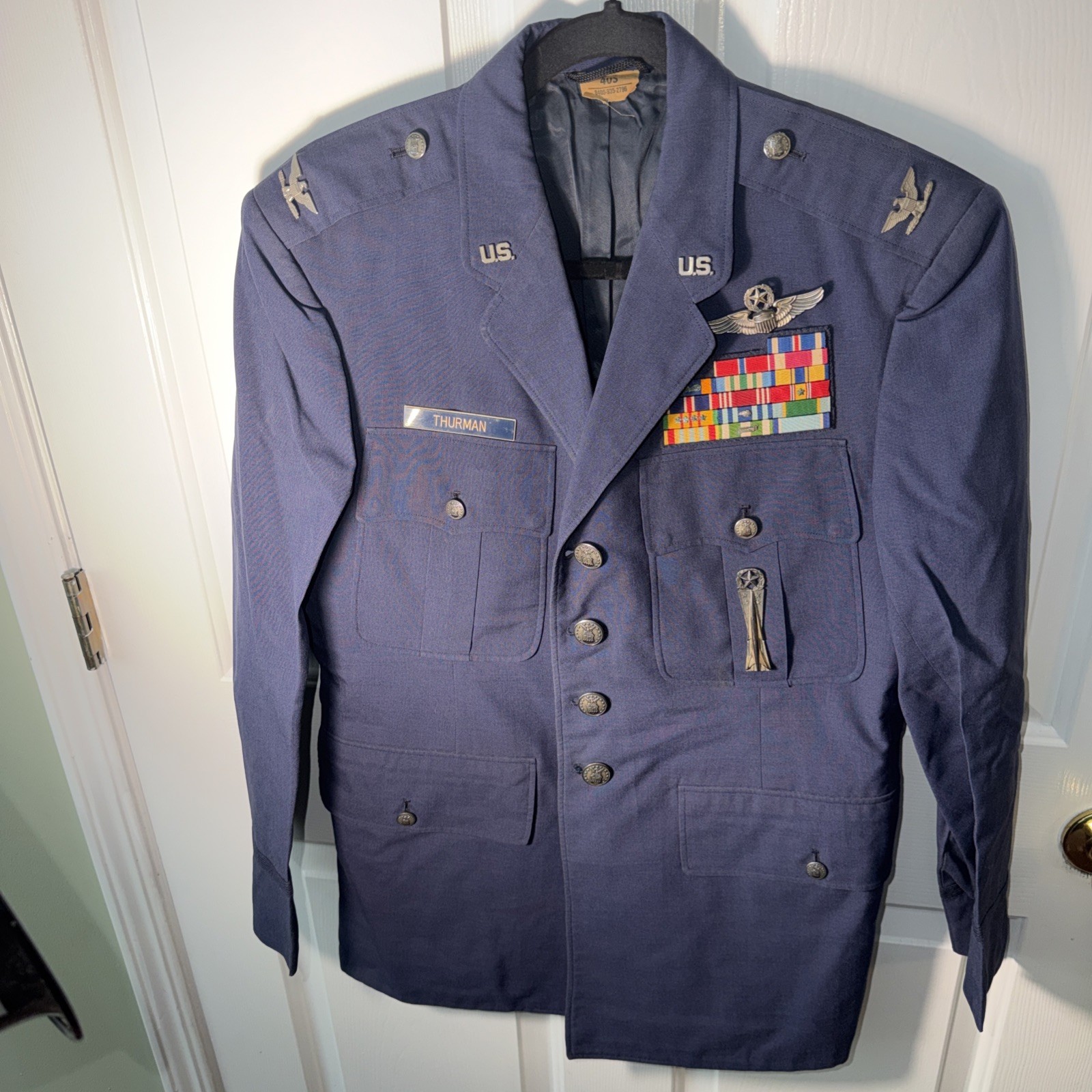 USAF Colonel THURMAN Command Pilot Vietnam Era Uniform Jacket Ribbons