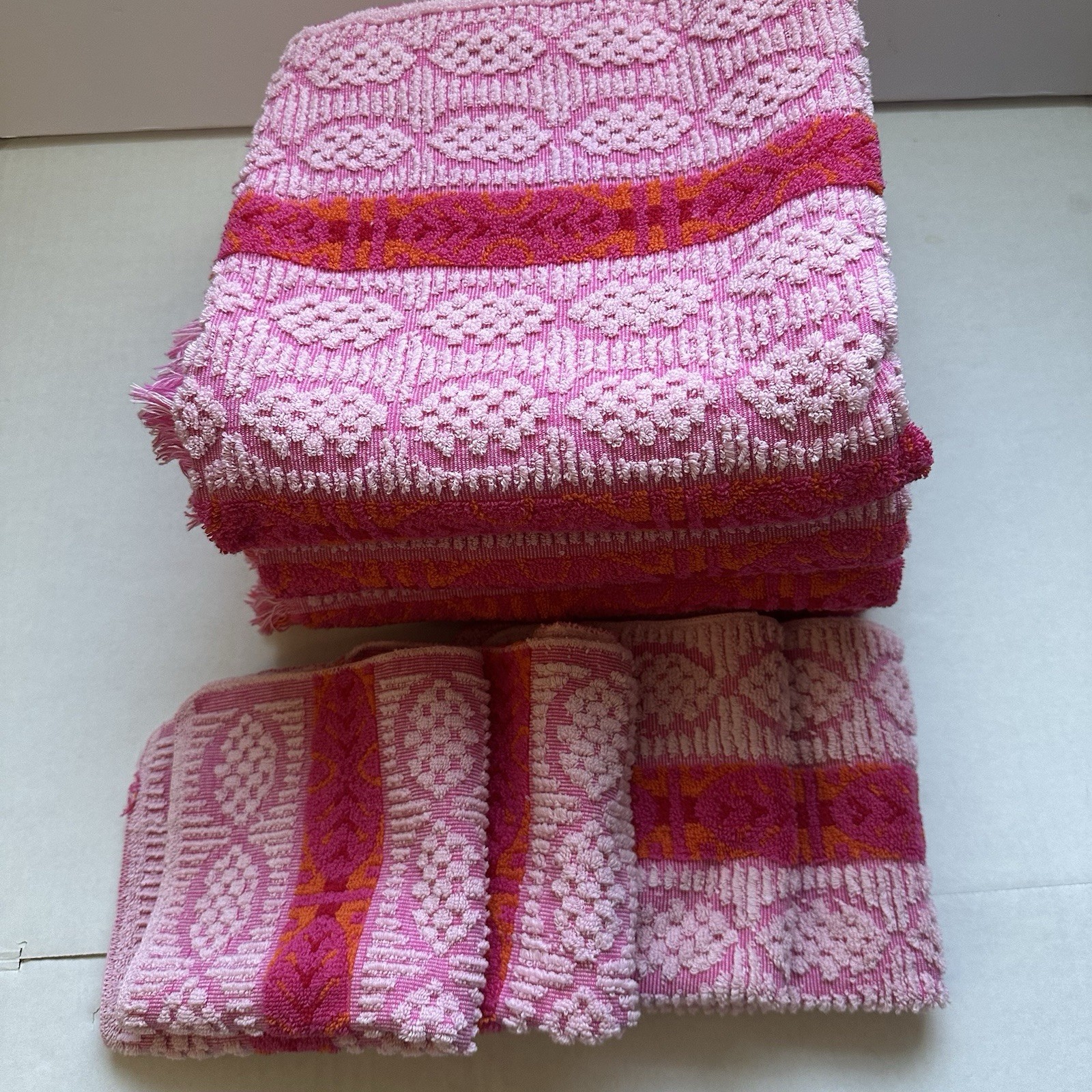 Vintage Springmaid PINK Towel Set Of 4:  4 Bath 4 Wash Cloth Excellent Condition