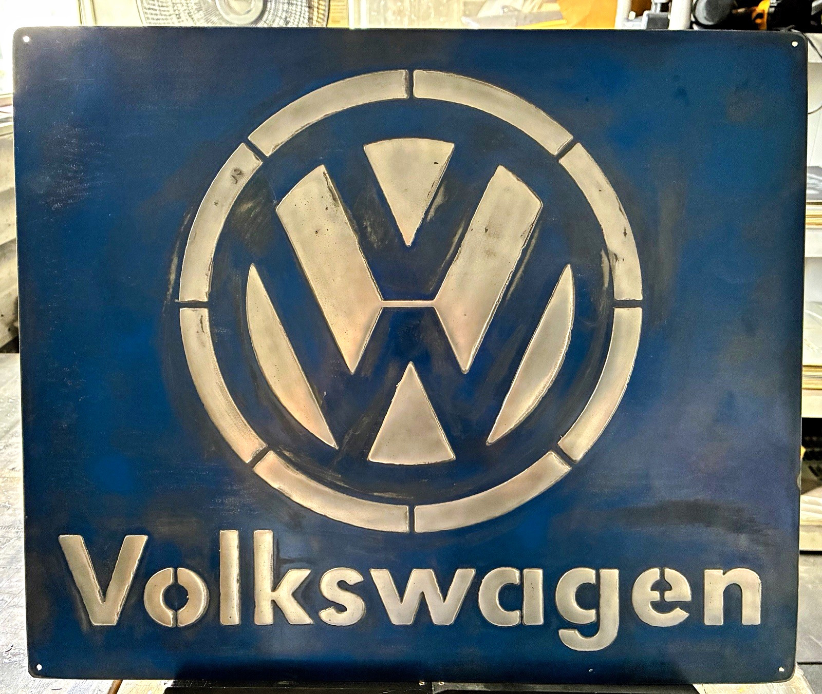 Volkswagen VW Metal Garage Sign 20x24 Handmade Raised Relief Wall Art