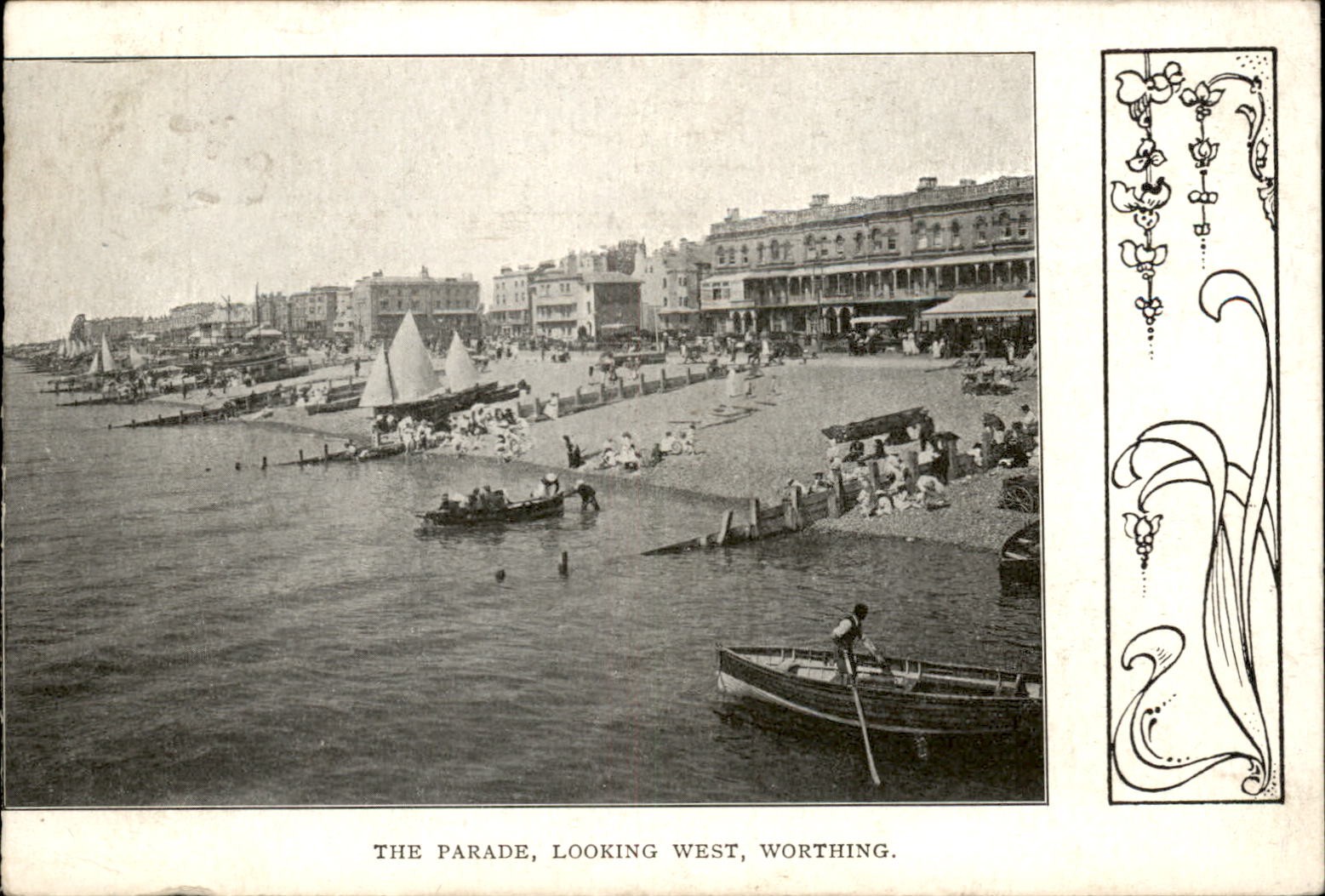 Worthing England The Parade Looking West c1900s-10s Vintage Postcard
