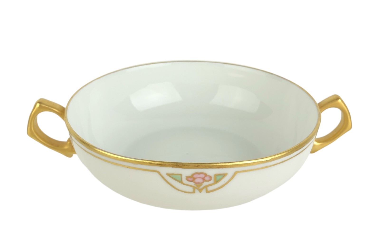 T&V Tressemanes & Vogt Limoges France Two Handled Bouillon Soup Bowl