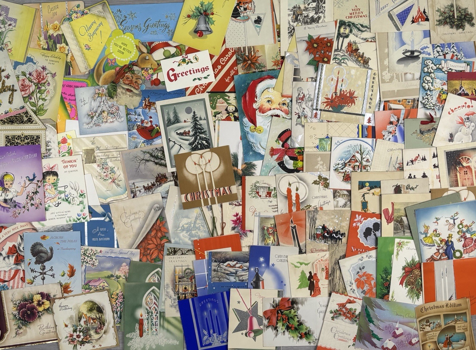 Vintage Greeting Cards USED Ephemera Scrapbook Large Lot All Occasion 