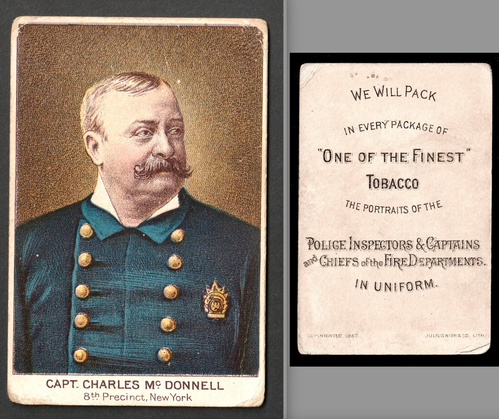 N288 Buchner Tobacco Card 1887 Police Inspectors & Captain McDonnell NY SR.pc.Mc