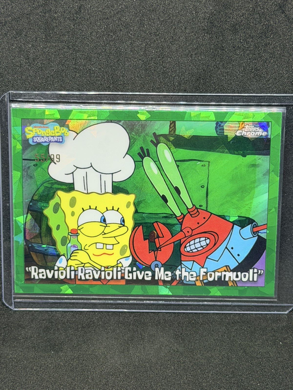 Topps 2025 Topps Chrome SpongeBob SquarePants #68 Ravioli Ravioli Green /99