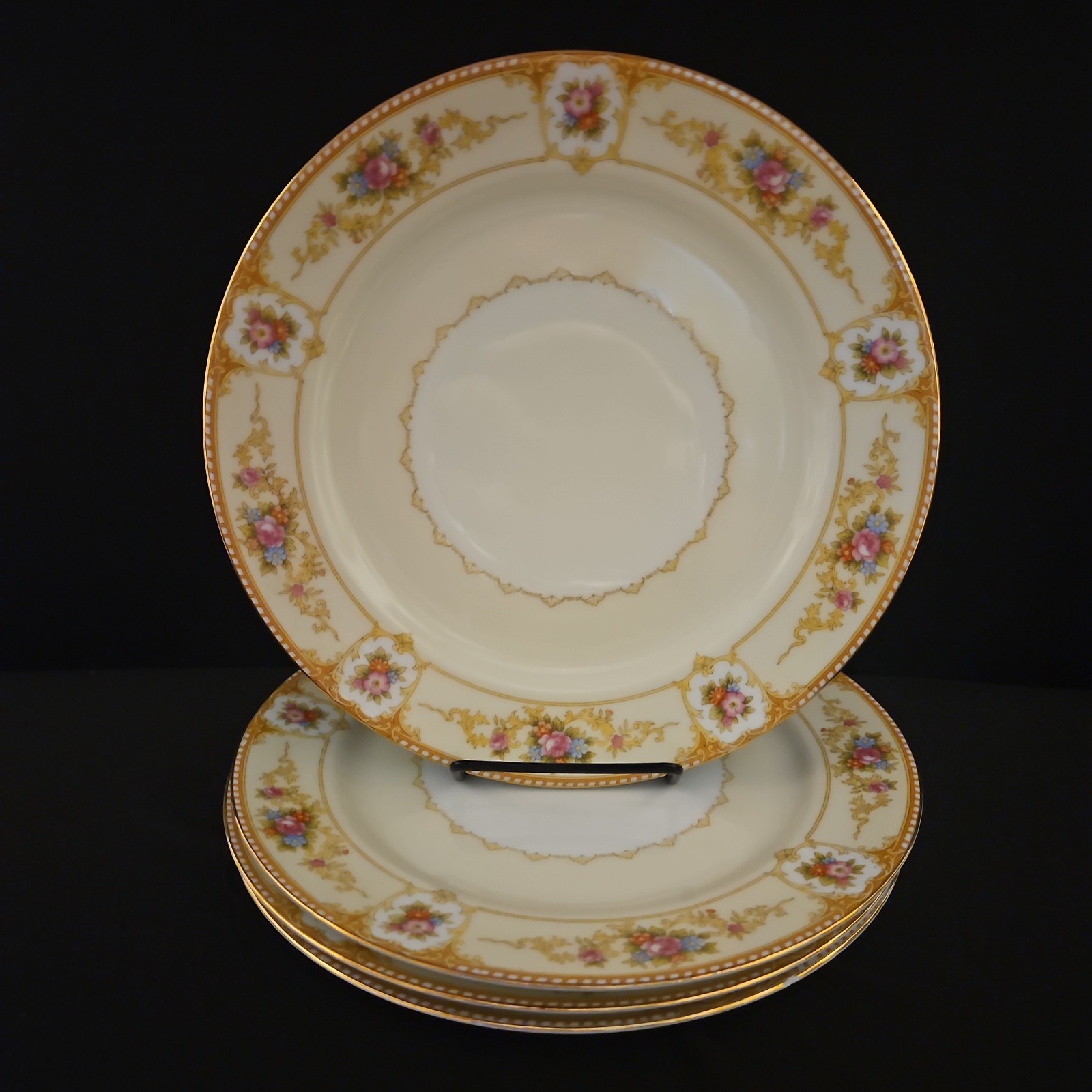Vintage Noritake China ALLURE 3706 10 Inch Dinner Plates Set of 4 Art Deco Japan